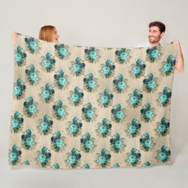 Shabby Floral Aqua Series Design 3 Fleece Deken