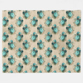 Shabby Floral Aqua Series Design 3 Fleece Deken (Voorkant (Horizontaal))