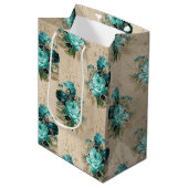 Shabby Floral Aqua Series Design 3 Medium Cadeauzakje (Voorkant Gekanteld)