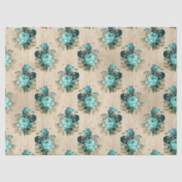 Shabby Floral Aqua Series Design 3 Tissuepapier