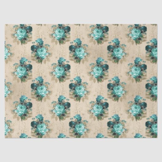 Shabby Floral Aqua Series Design 3 Tissuepapier (Voorkant)