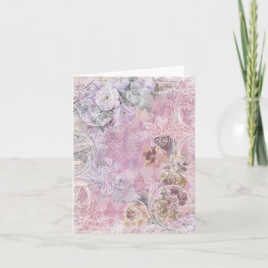 Shabby  Floral Blank Note Card Kaart (Voorkant)