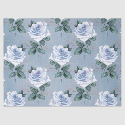 Shabby Floral Blue Series Design 1 Tissuepapier (Voorkant)
