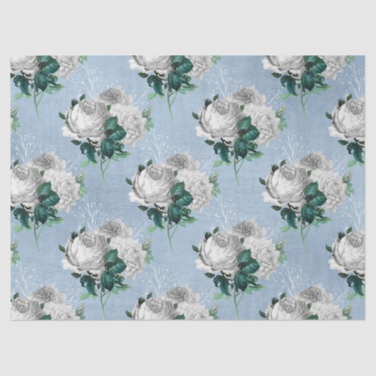 Shabby Floral Blue Series Design 1 Tissuepapier (Voorkant)