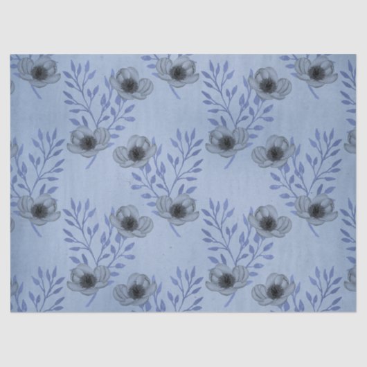 Shabby Floral Blue Series Design 3 Tissuepapier (Voorkant)