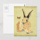 Shabby Floral Bunny Postcard Briefkaart (Voorkant / Achterkant)