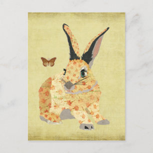 Shabby Floral Bunny Postcard Briefkaart
