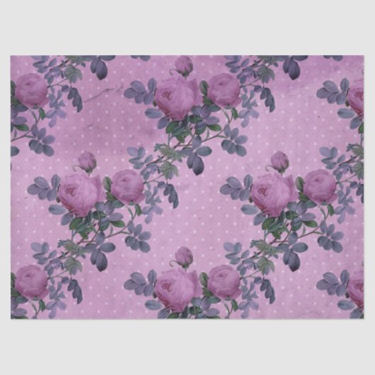 Shabby Floral Paarse reeks Design 1 Tissuepapier (Voorkant)