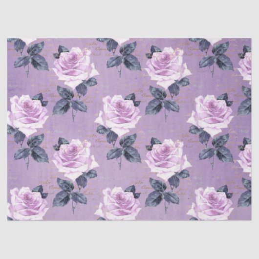 Shabby Floral Paarse reeks Design 3 Tissuepapier (Voorkant)