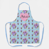 Shabby Floral Pastel Blue Christmas Girls Name Schort (Voorkant)