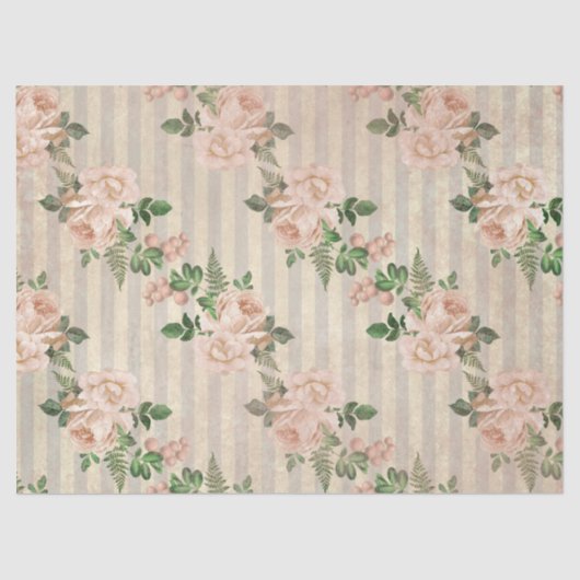 Shabby Floral Peach Series Design 1 Tissuepapier (Voorkant)