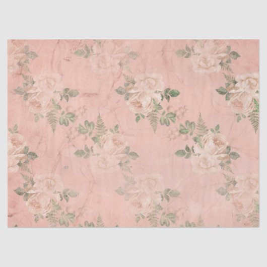 Shabby Floral Peach Series Design 3 Tissuepapier (Voorkant)