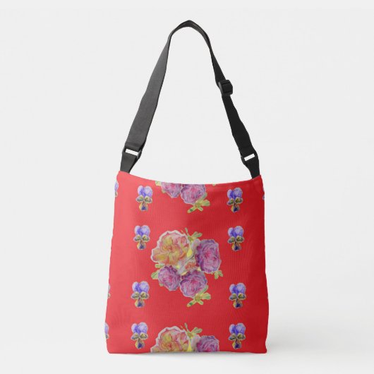 Shabby floral Red Rose rozen Crossbody Bag Pattern Tas (Voorkant)