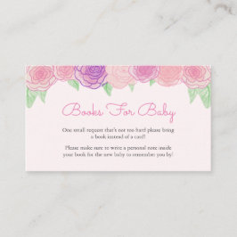 Shabby Floral Roos Baby shower Book Request Informatiekaartje