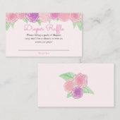 Shabby Floral Roos Baby shower Diaper Raffle Informatiekaartje (Voorkant / Achterkant)