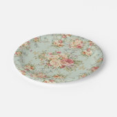 Shabby Floral Rozen Roze ivoor Papieren Bordje (Gekanteld)