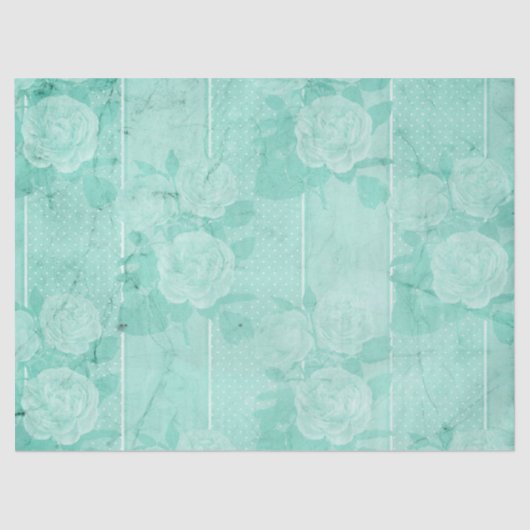 Shabby Floral Turquoise Series Design 1 Tissuepapier (Voorkant)