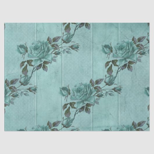 Shabby Floral Turquoise Series Design 2 Tissuepapier (Voorkant)