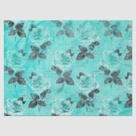 Shabby Floral Turquoise Series Design 4 Tissuepapier