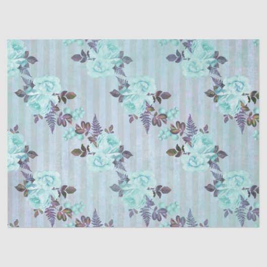 Shabby Floral Turquoise Series Design 6 Tissuepapier (Voorkant)