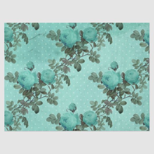 Shabby Floral Turquoise Series Design 7 Tissuepapier (Voorkant)