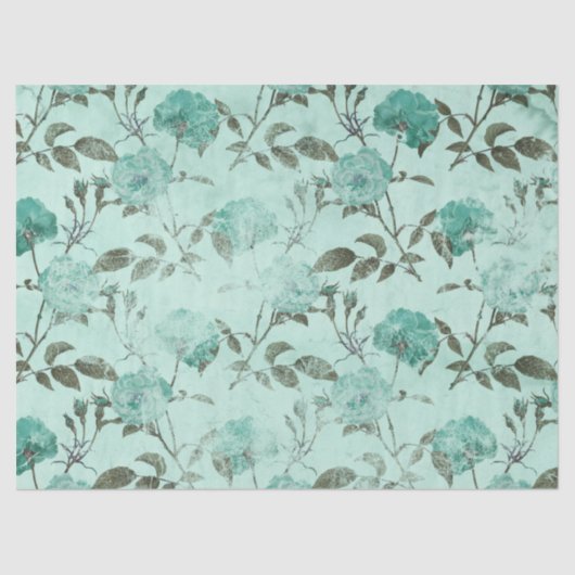 Shabby Floral Turquoise Series Design 8 Tissuepapier (Voorkant)