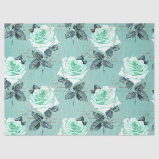 Shabby Floral Turquoise Series Design 9 Tissuepapier (Voorkant)
