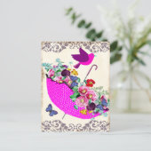 Shabby Floral Umbrella Briefkaart (Staand voorkant)