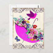 Shabby Floral Umbrella Briefkaart (Voorkant / Achterkant)
