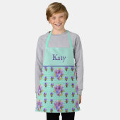 Shabby Flower Aqua Stripe art floral Kinder Apron Schort (Gedragen)