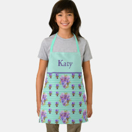 Shabby Flower Aqua Stripe art floral Kinder Apron Schort