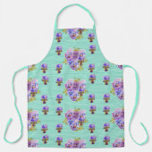 Shabby Flower Aqua Stripe art floral Kitchen Apron Schort (Voorkant)