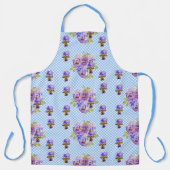 Shabby Flower Blue Gingham floral Kitchen Apron Schort (Voorkant)