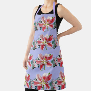 Shabby Flower Red lila Lily bloemenkeuken Schort