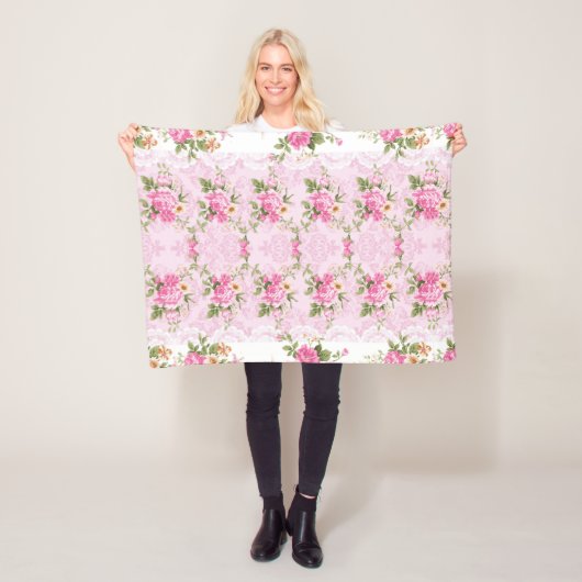 Shabby Flowers Fleece Deken (In situ)