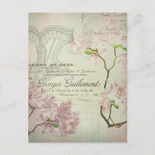  Shabby Flowers French Script Chic Corset Briefkaart (Voorkant)
