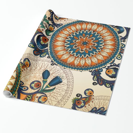 Shabby Flowers multicolors Cadeaupapier (Uitgerold)