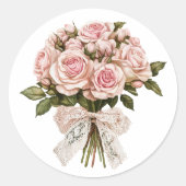 Shabby Flowers Ronde Sticker (Voorkant)