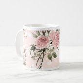 Shabby, franse chic, , floral, rustic, koffiemok (Voorkant links)