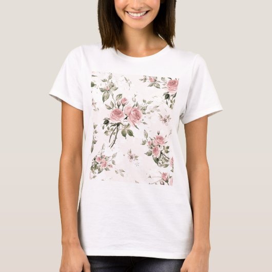 Shabby, franse chic, , floral, rustic, t-shirt (Voorkant)