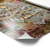 Shabby Gray Pink Sepia Antiek Chandelier Foto Afdruk (Hoek)