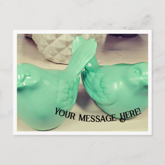 Shabby  Green Birds Tweets IRL Briefkaart (Voorkant)