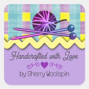 Shabby-haakhaakwerk aan het stuk garen vierkante sticker