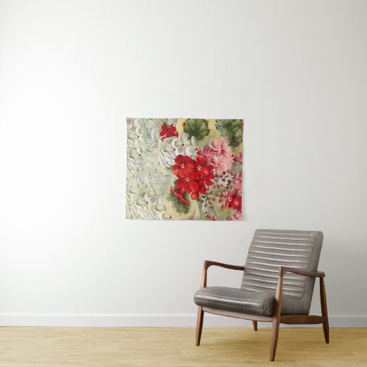 Shabby  ivoor roze rode spoelkolf wandkleed (In Situ (horizontaal))