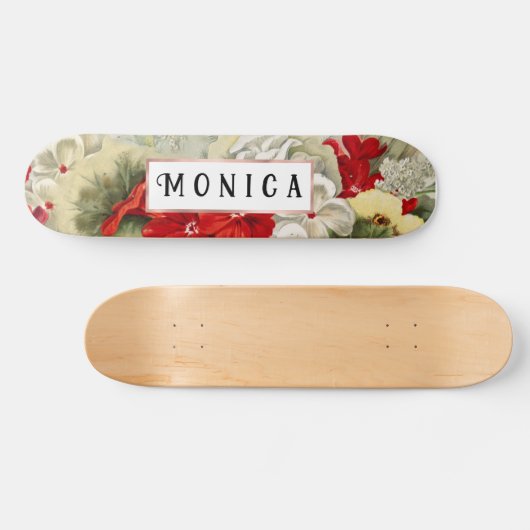 Shabby  ivoor roze rood spoelkleurig schaats persoonlijk skateboard (Horizontaal)