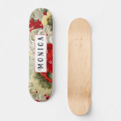 Shabby  ivoor roze rood spoelkleurig schaats persoonlijk skateboard (Voorkant)