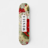 Shabby  ivoor roze rood spoelkleurig schaats persoonlijk skateboard (Voorkant)
