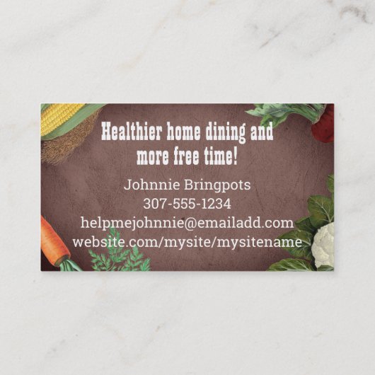 Shabby-kerkboerenmarkt verkoopt biologische chef-b visitekaartje (Achterkant)