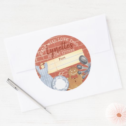 Shabby-kerstontbijt bakken ronde sticker (Envelop)