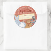 Shabby-kerstontbijt bakken ronde sticker (Tas)